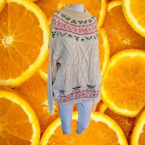 Venezia Crew‎ Neck Knit Sweater with Pink and Black Collar Design Size 14/16